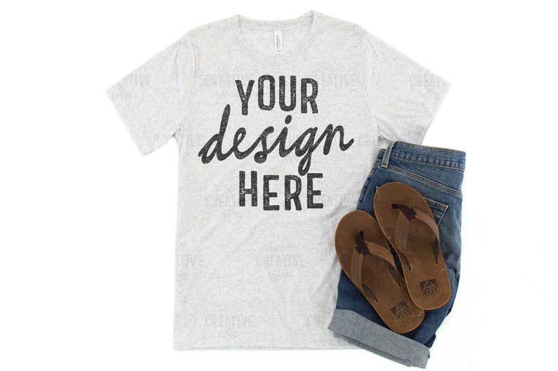 MOCKUP Bella &amp; Canvas White Fleck Triblend 3413 Mockup Etsy