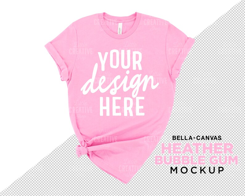 Download MOCKUP Bella Canvas Heather Bubble Gum Pink 3001 Knotted ...