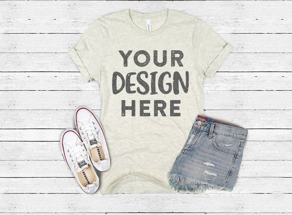 Mockup Bella Canvas 3001 Cvc Women S Heather Prism Etsy