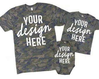 MOCKUP Vintage Camo LAT Rabbit Skins 6901, 3321, 4424 Adult