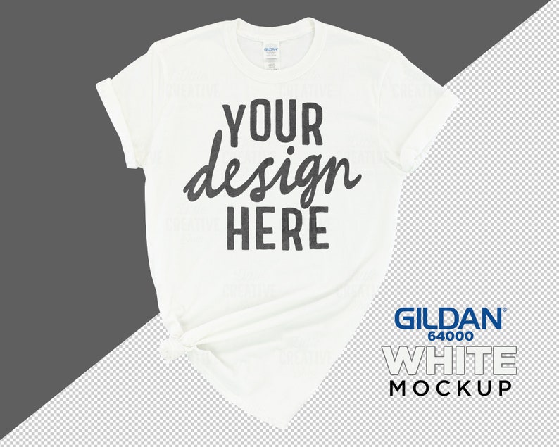 Download MOCKUP Gildan 64000 White Knotted Women's T-Shirt Flat | Etsy