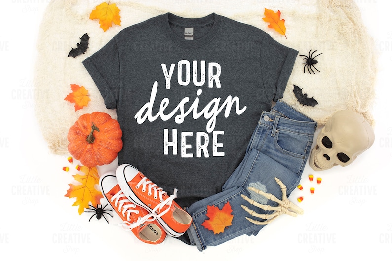 Download MOCKUP Graphite Heather Gildan 5000 G500 Grey Halloween | Etsy