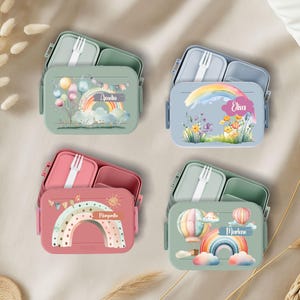 Brotdose Mepal mit Namen Regenbogen personalisiert Bento Box Mädchen Junge Schule Kindergarten Vesperdose Lunchbox