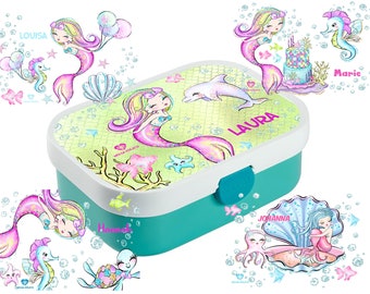 Personalized Mepal Campus Lunch Box with Name Mermaid Dolphin Sea Kids Girls Nursery School Lunch Box Lunch Box