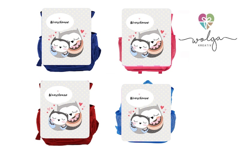 Kinderrucksack mit Namen Eulen Kindergartenrucksack personalisiert Rucksack Tasche
