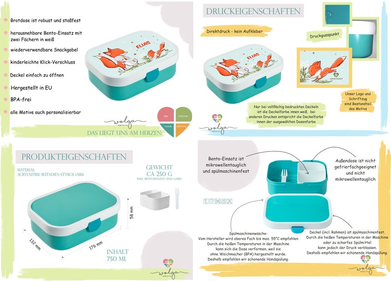 Boîte à lunch Mepal Campus personnalisée, gourde ou gobelet pour enfants pour filles et garçons Wal Meer avec nom pour l'école et la garderie image 10