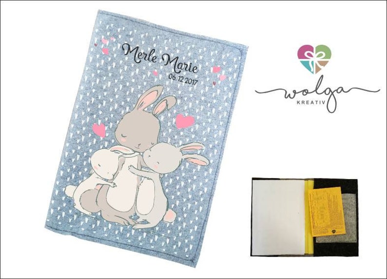 wolga-kreativ Set U-Heft und Impfpass H/ülle cooler B/är mit Name Untersuchungshefth/ülle Umschlag Impfpass Set ohne Namen