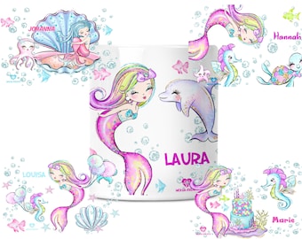 Personalisierte Spardose Meerjungfrau mit Namen bedruckt Sparschwein Sparbüchse Geldbox Mädchen Junge Kinder personalisiert