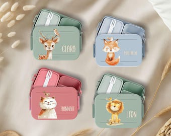 Lunch box Mepal children personalized with name animal motif lion deer bear fox giraffe Bento Box school kindergarten set