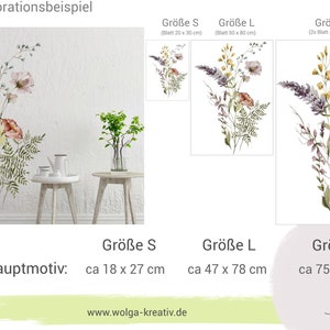 Wandtattoo Wandaufkleber Lavendel Blumen Wildblumen Wiesenblumen Sommer Frühling Blumenranke Wanddesign Wohnzimmer Küche Kinderzimmer Flur Bild 2