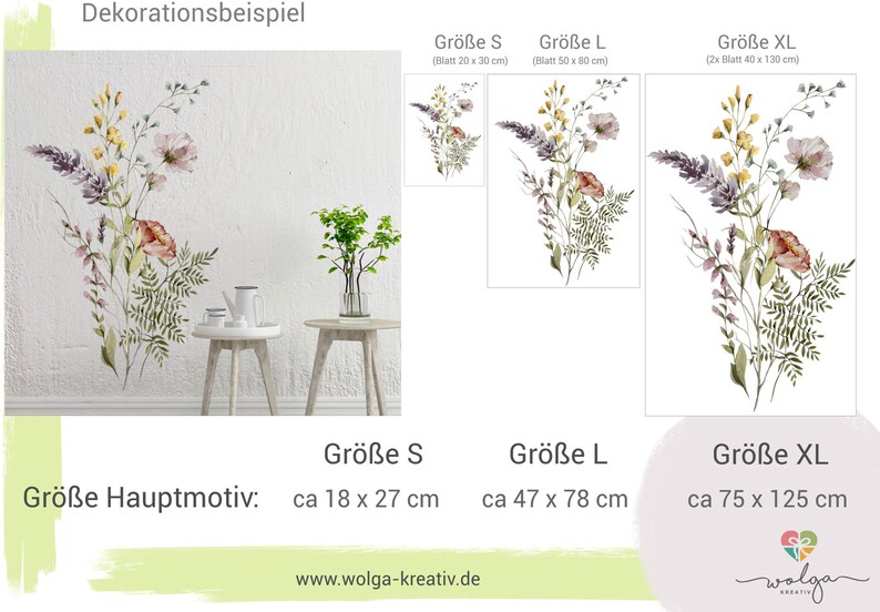 Wandtattoo Wandaufkleber Lavendel Blumen Wildblumen Wiesenblumen Sommer Frühling Blumenranke Wanddesign Wohnzimmer Küche Kinderzimmer Flur Bild 2