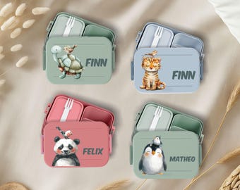 Lunch box children personalized Mepal with name animal motif panda turtle zebra bento box school lunch box breakfast