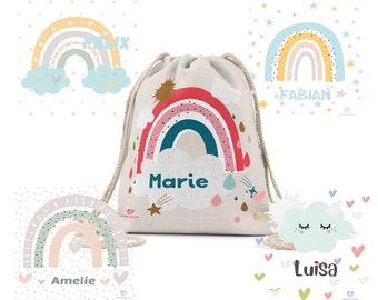 Stoffbeutel Turnbeutel Rucksack Sportbeutel Gymsack Kindergartentasche Schule Kindergarten Regenbogen