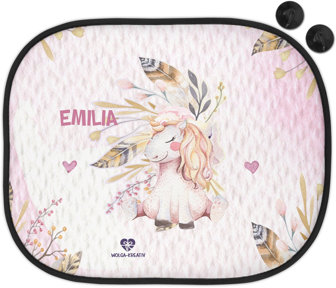 Sonnenschutz für Auto Sonnenblende Kinder Baby Mädchen Junge Einhorn  Pegasus mit Name-n bedruckt personalisiert - .de