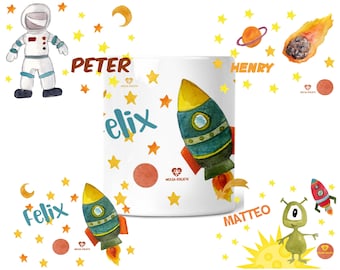 Personalized money box space rocket with name printed piggy bank money box money box girl boy children personalized
