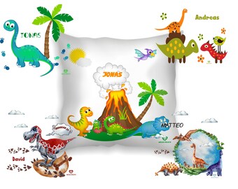 Kinderkissen personalisiert Deko Dino Kinderzimmer Babyzimmer Baby Mädchen Junge-n Deko-Kissen mit Namen bedruckt