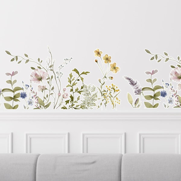 Wandtattoo Wandaufkleber Bordüre Blumen Blumenranke Wanddesign Wohnzimmer Küche Kinderzimmer Flur