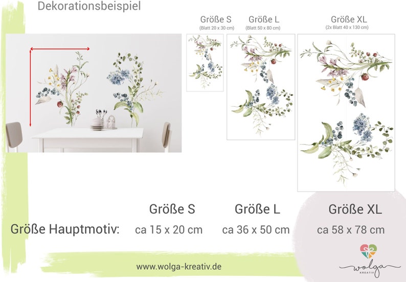 Wandtattoo Wandaufkleber Lavendel Blumen Wildblumen Wiesenblumen Sommer Frühling Blumenranke Wanddesign Wohnzimmer Küche Kinderzimmer Flur Bild 8