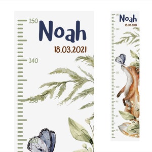 Measuring stick personalized forest animals child tape measure wall children's room fox rabbit self-adhesive with name date sticker sticker Fuchs