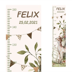 Measuring stick personalized forest animals child tape measure wall children's room fox rabbit self-adhesive with name date sticker sticker Reh