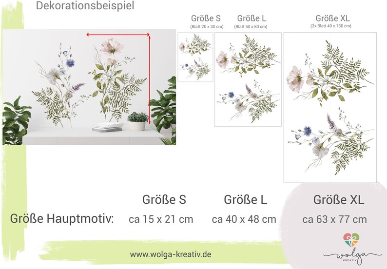 Wandtattoo Wandaufkleber Lavendel Blumen Wildblumen Wiesenblumen Sommer Frühling Blumenranke Wanddesign Wohnzimmer Küche Kinderzimmer Flur Bild 6