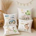 Pillow with name – Farm children's pillow 40 x 40 cm – Tractor, animals & village motif – Cuddly pillow for children – Gift for boys and girls