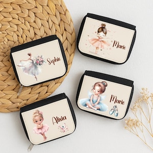 Personalisierter Kinder Geldbeutel für Mädchen mit Namen und Motiv Ballerina Ballett oder Prinzessin als Geschenk zur Einschulung Geburtstag