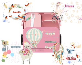 Boîte à lunch Mepal personnalisée avec nom Boho Dream Catcher Lama Kids Girls Nursery School Lunch Box Lunch Box