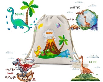 Fabric bag gym bag backpack sports bag gymsack kindergarten bag school kindergarten dinos