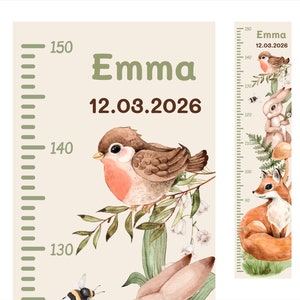 Measuring stick personalized forest animals child tape measure wall children's room fox rabbit self-adhesive with name date sticker sticker Fuchs Hase