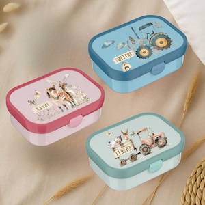 Personalisierte Mepal Campus Brotdose und Trinkflasche Bauernhof Kinder mit Fächern und Name Lunchbox  Schule, Kindergarten und Einschulung