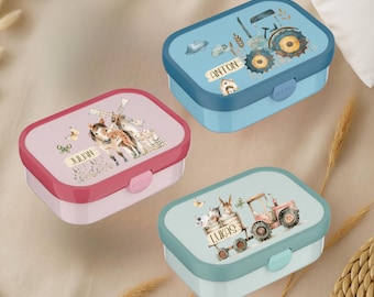 Personalized Mepal Campus lunch box and drinking bottle farm children with compartments and name lunch box school, kindergarten and school enrollment