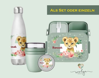 Personalized Bento Mepal lunch box thermal drinking bottle yogurt cup lunch pot with name lion break set for school and kindergarten