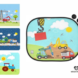 Protection solaire pour voiture pare-soleil double pack enfants bébé filles garçons chantier pelle grue camion image 1