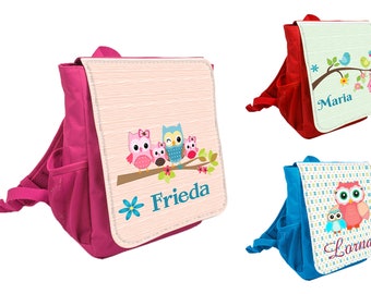 Children's backpack kindergarten owl owl family kindergarten bag girl boy personalized with name printed
