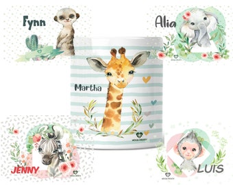 Personalized money box African animals printed with name piggy bank money box money box girl boy children personalized