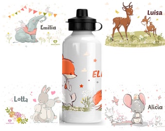 Bouteille d'eau personnalisée bouteille d'eau lapin renard ours éléphant avec nom enfants garçon fille personnalisé imprimé école maternelle