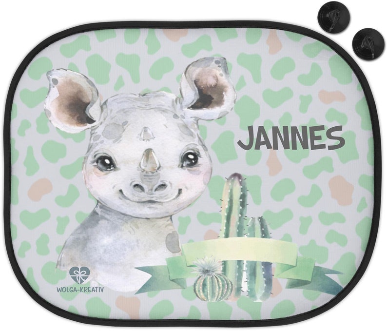 Protection solaire pour voiture pare-soleil enfants bébé fille garçon singe girafe lion éléphant Afrique animaux personnalisé avec nom imprimé Nashorn