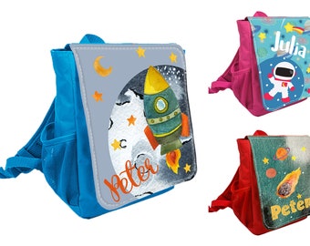 Sac à dos pour enfants, sac à dos pour maternelle, motifs spatiaux, sac de maternelle pour fille et garçon, personnalisé avec nom imprimé