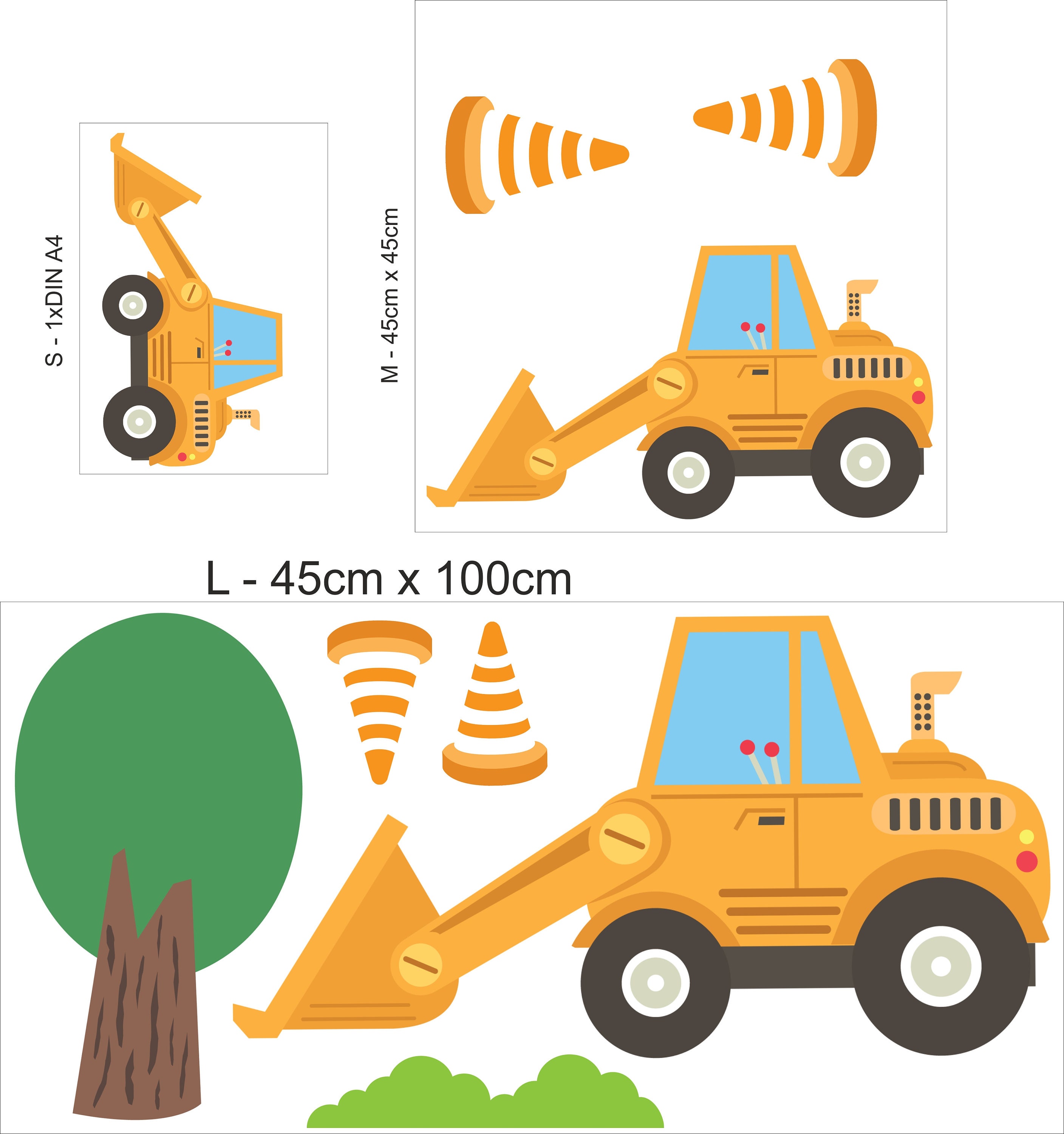 Fensterbild Fenstersticker Fenster-Aufkleber Baustelle Bagger | Etsy