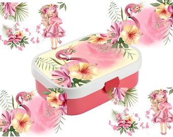 Boîte à lunch Mepal Flamingo Hawaii fille de fleur avec insert de fruits fille garçon enfants école maternelle