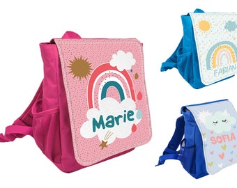 Sac à dos pour enfants maternelle motifs arc-en-ciel sac de maternelle fille garçon-n personnalisé avec nom imprimé