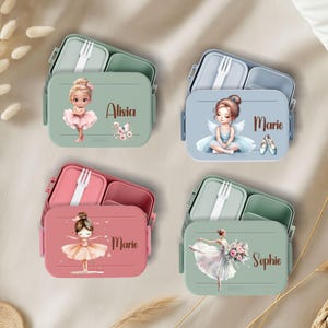 Mepal Brotdose Kinder personalisiert mit Namen Mädchen Bento Box Ballerina Prinzessin Design Schule Frühstück Lunchset
