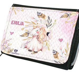 Portefeuille pour enfants, porte-monnaie, portefeuille, fille licorne avec nom-n imprimé personnalisé Einhorn Boho