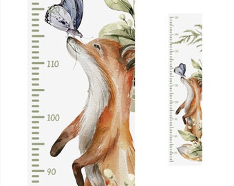 Measuring stick child measuring tape measuring bar wall forest animals fox wall sticker wall tattoo children's room