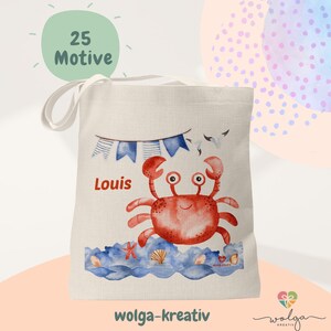 personalisierte Kindertasche Stofftasche Kindergarten Wäschebeutel Jutetasche Junge Meer Strand Jutebeutel Stoffbeutel  Einkaustasche