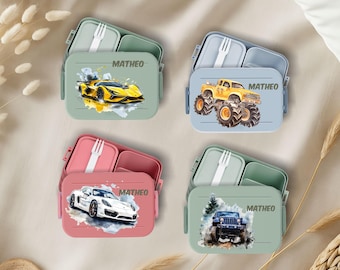 Brotdose Kinder personalisiert Mepal mit Namen Auto Motiv Rennauto Geländewagen Jungen Mädchen Schule Bento Vesperdose