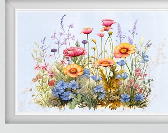 Spring window picture window sticker window decal colorful flower meadow flowers spring summer reusable