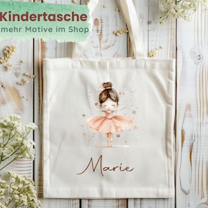 personalisierte Kindertasche Stofftasche Kindergarten Wäschebeutel Mädchen Balerina für Kinder mit Namen Jutebeutel Stoffbeutel