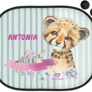 Protection solaire pour voiture pare-soleil enfants bébé fille garçon singe girafe lion éléphant Afrique animaux personnalisé avec nom imprimé Leopard